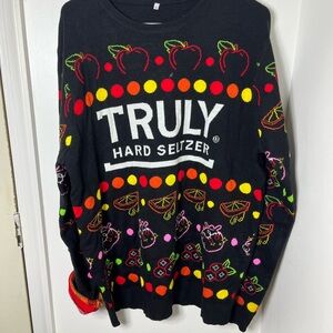 TRULY Black Sweater with Vibrant Patterns